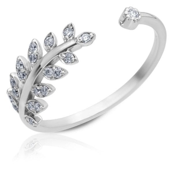 0,17 Karat Pırlanta Yaprak Yüzük