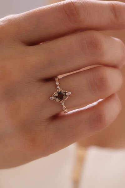 0,80 Karat Pırlanta Smokey Vintage Yüzük