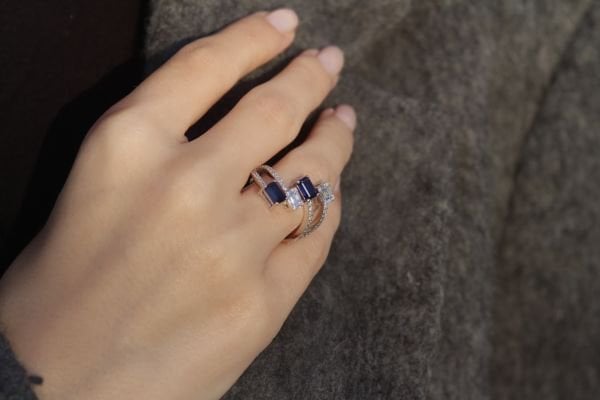 0,76 Karat Pırlanta Safir Yüzük