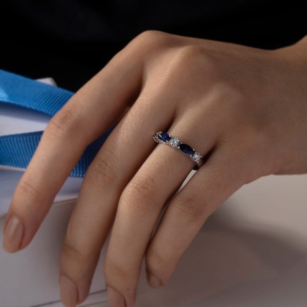 0,91 Karat Pırlanta Safir Yüzük