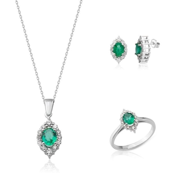 1,76 Karat Pırlanta Zümrüt Set