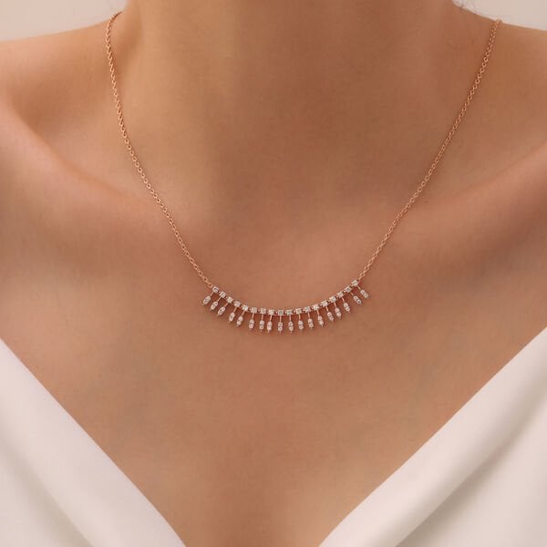 0,92 Karat Pırlanta Tasarım Rose Kolye