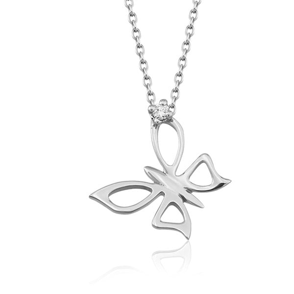 0,03 Karat Pırlanta Kelebek Kolye