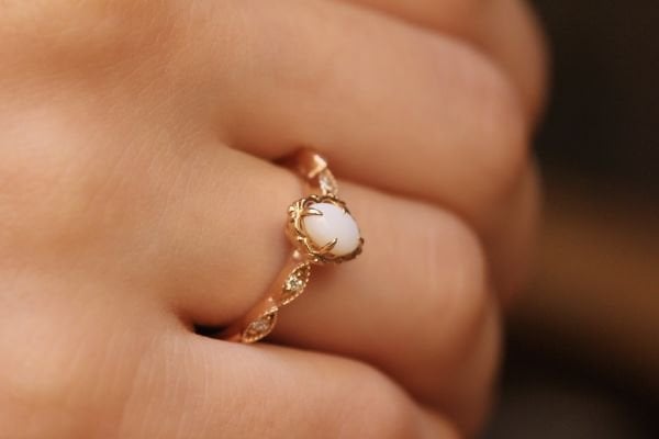 0,36 Karat Pırlanta Vintage Opal Yüzük