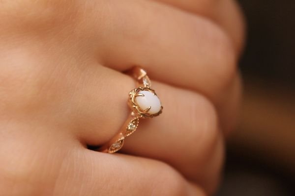 0,36 Karat Pırlanta Vintage Opal Yüzük