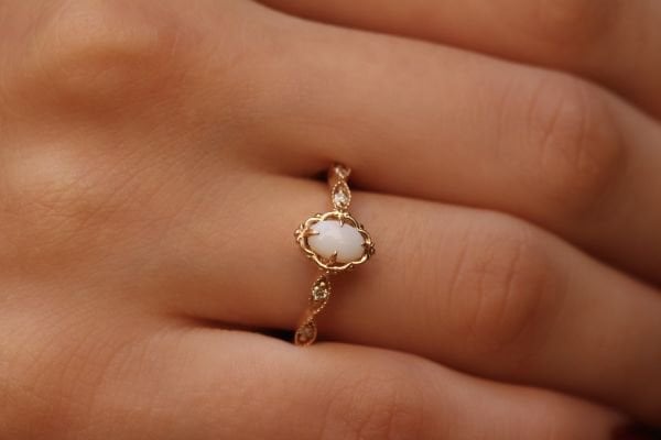 0,36 Karat Pırlanta Vintage Opal Yüzük