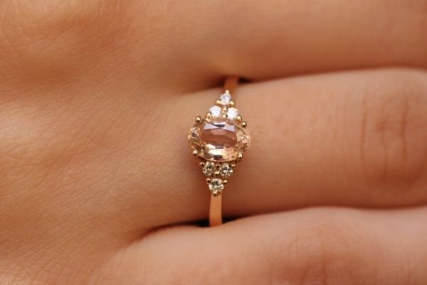 1,07 Karat Pırlanta Vintage Morganit Oval Yüzük