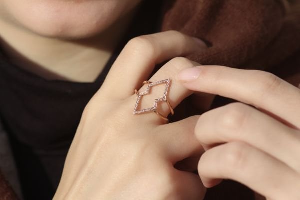 0,21 Karat Pırlanta Rose Tasarım Yüzük