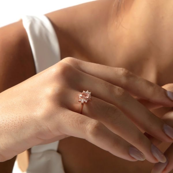 1,01 Karat Pırlanta Morganit Tasarım Yüzük