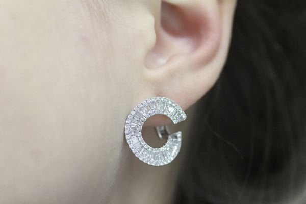 3,40 Karat Pırlanta Baget Halka Küpe