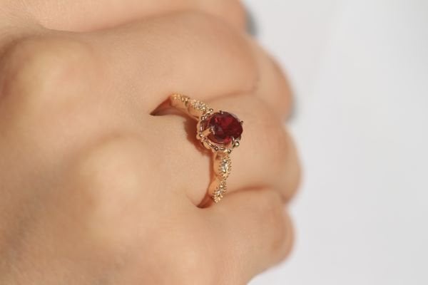 1,00 Karat Pırlanta Vintage Ruby Yüzük