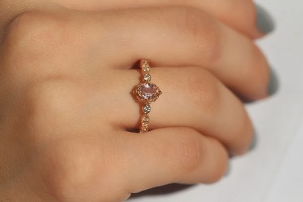 0,61 Karat Pırlanta Vintage Morganit Yüzük